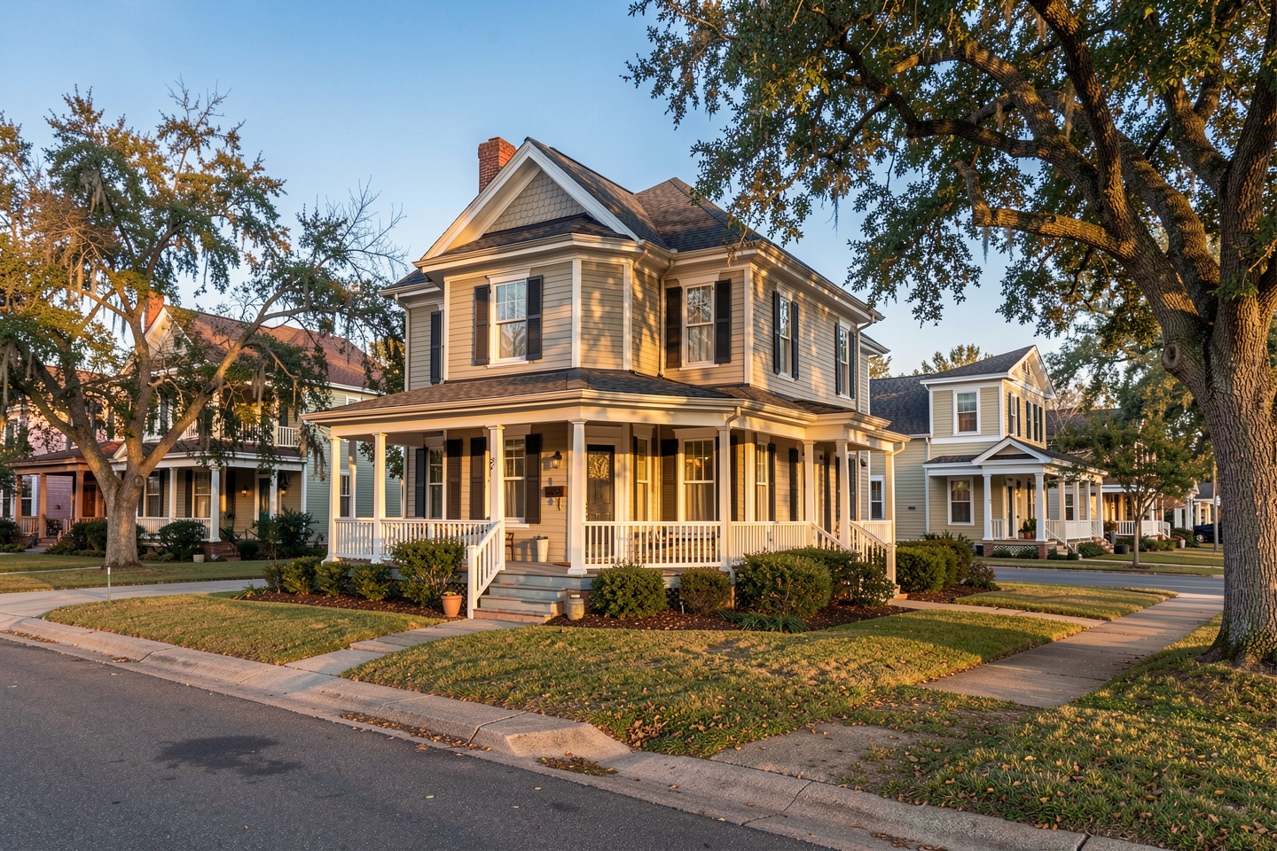 Older home with a front porch in an established Denton, TX neighborhood