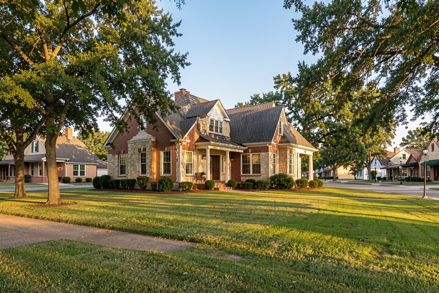 Traditional brick and stone home in a well-kept Roanoke, TX neighborhood