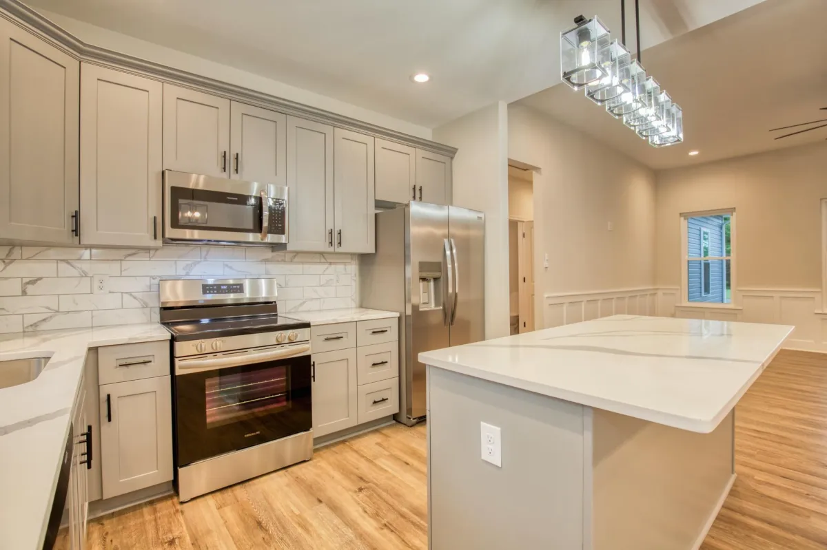 white and brown kitchen counter