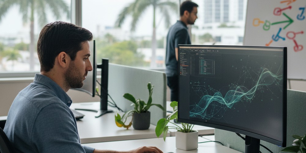 Marketing team reviewing client campaign performance results