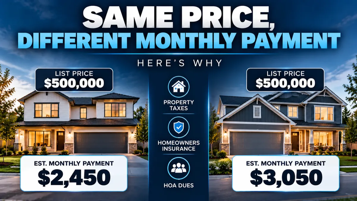 Same Asking Price Different Monthly Payment and Here Is Why Two Homes Can Cost You Very Different Amounts