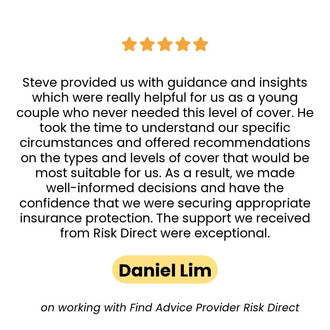 Daniel Lim shares their positive experience with Risk Direct. 'Testimonial content.