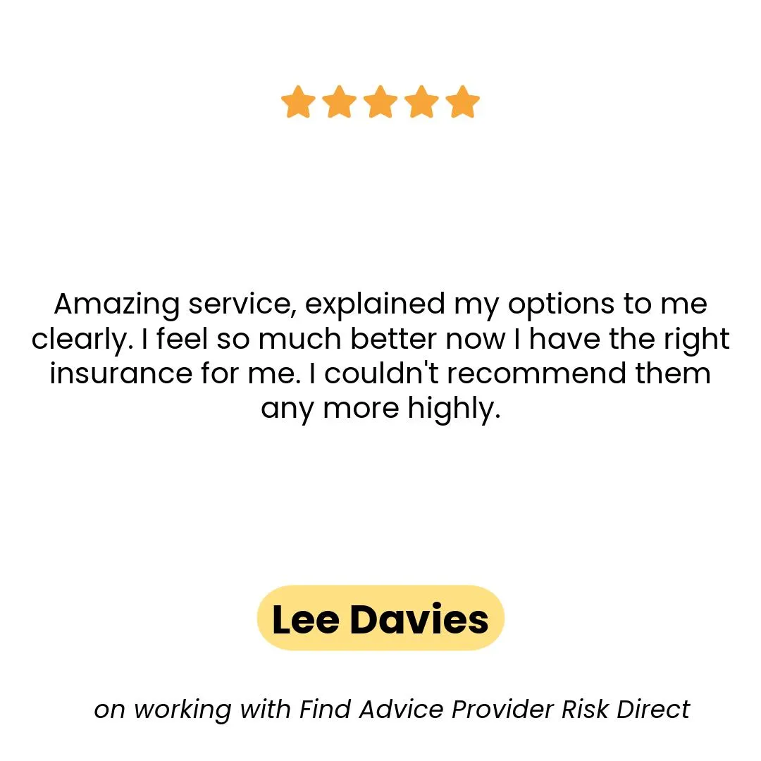 Lee Davies shares their positive experience with Risk Direct. 'Testimonial content.
