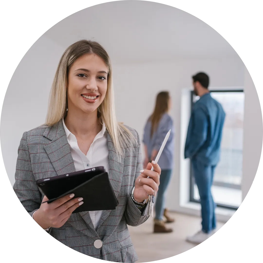 image of property owner or landlord showing people around the house