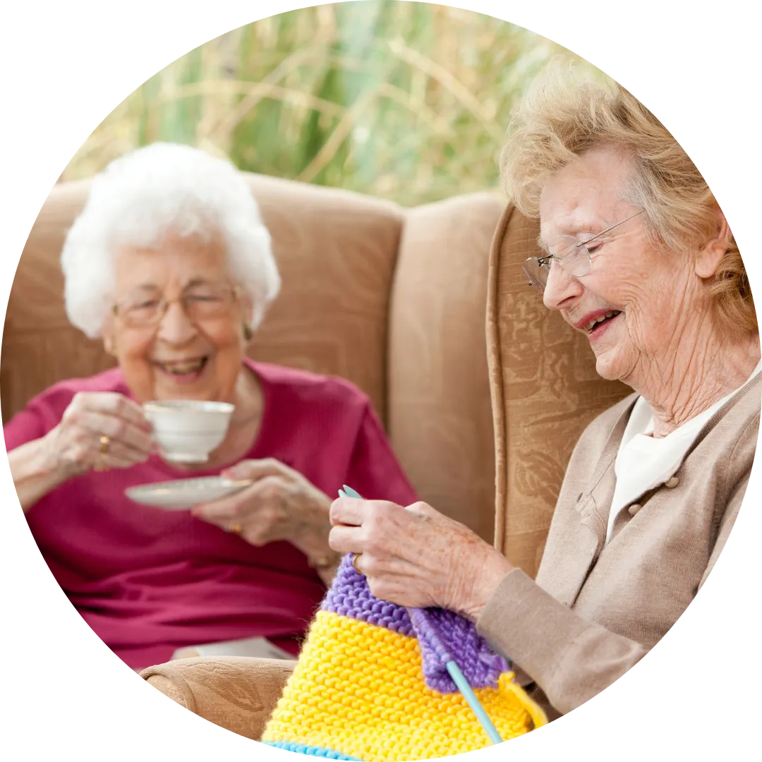 two elderly women having a chat