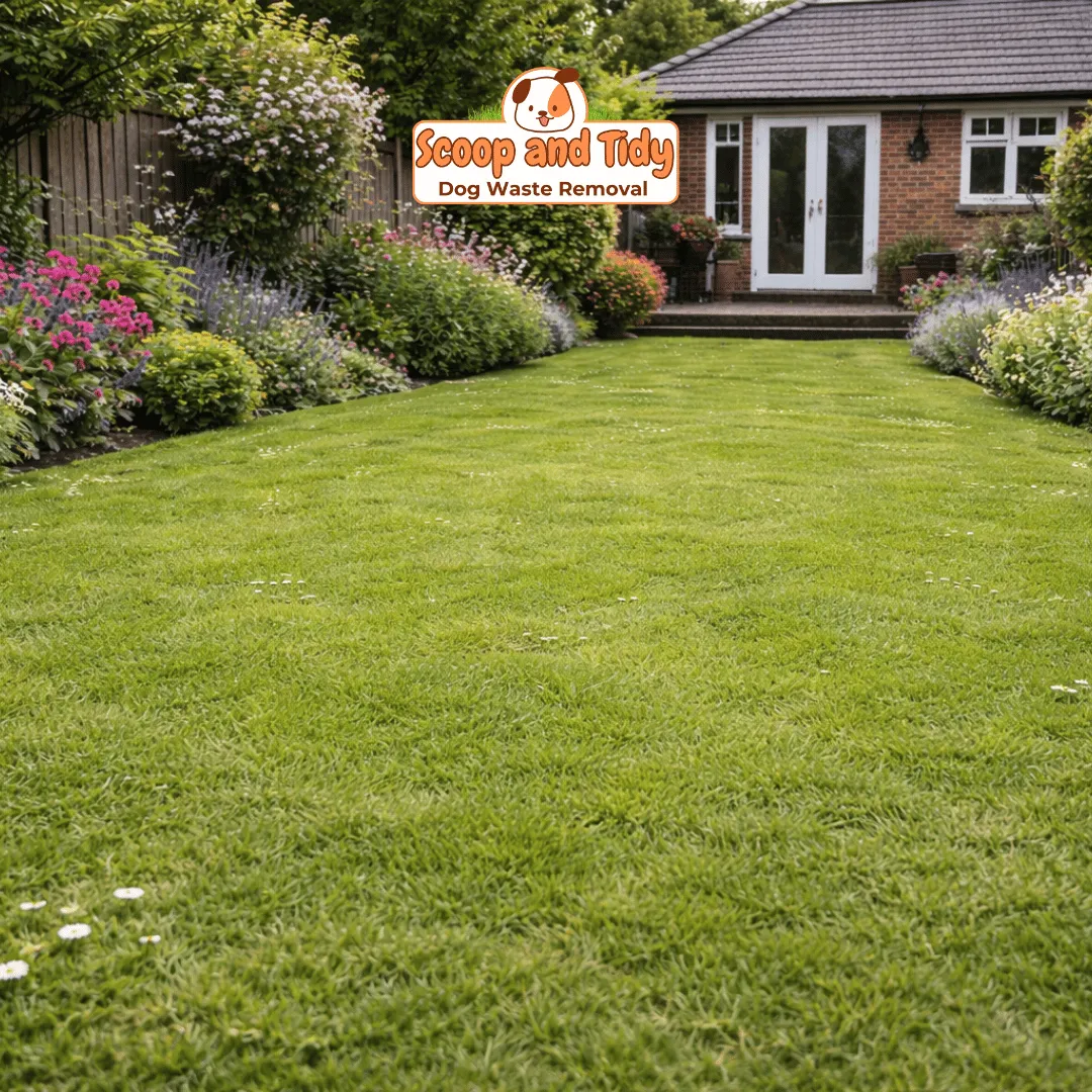 clean residential garden, after dog waste removal service