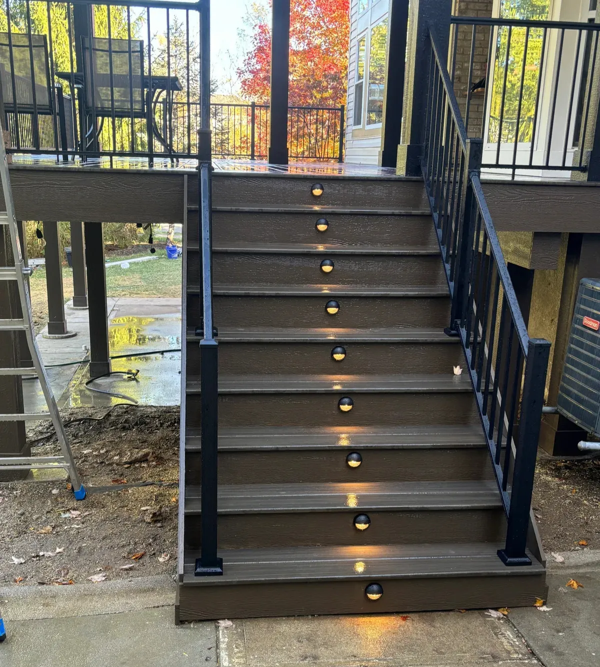 Outside stairs with lights 