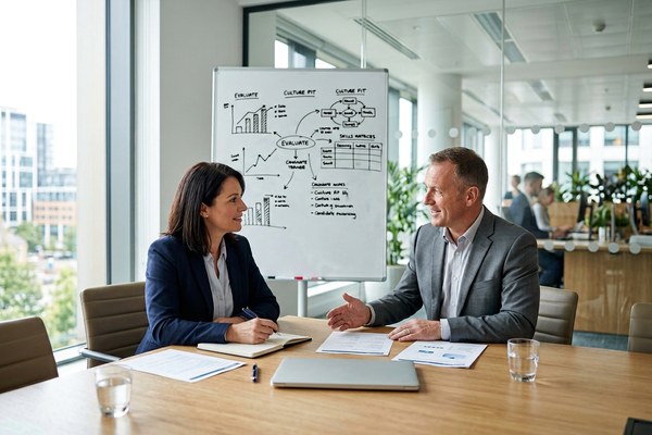 Temp or permanent recruitment planning meeting for a small business in Wiltshire office