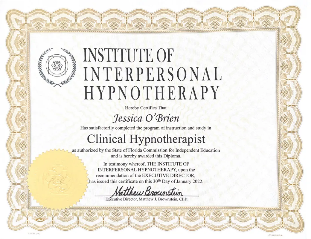 Jessica O’Brien Hypnotherapy Certifications