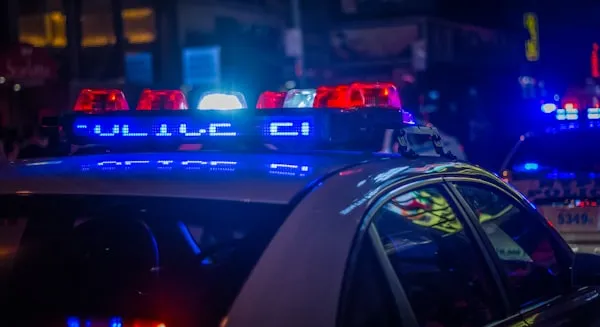 Police lights at the scene of a serious crash