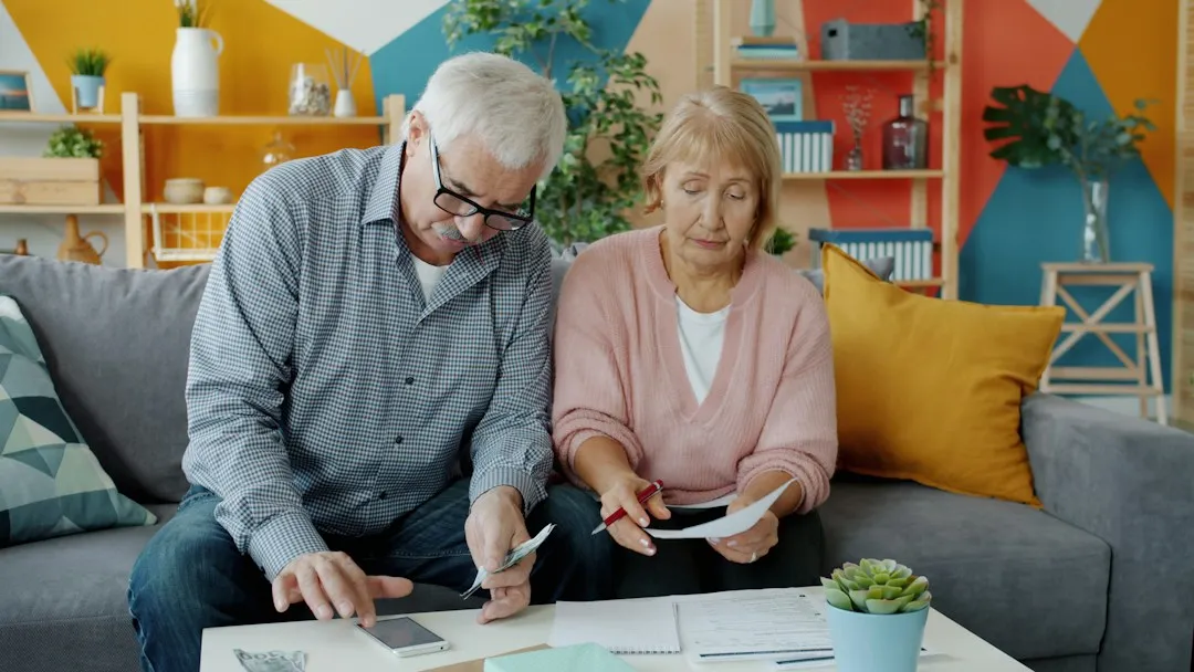 Older couple reviewing their estate planning documents at home