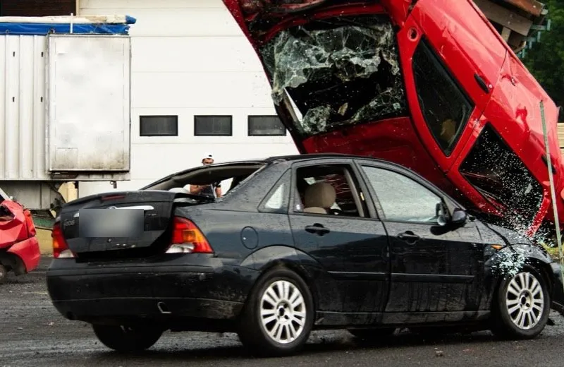 Two cars after a serious collision