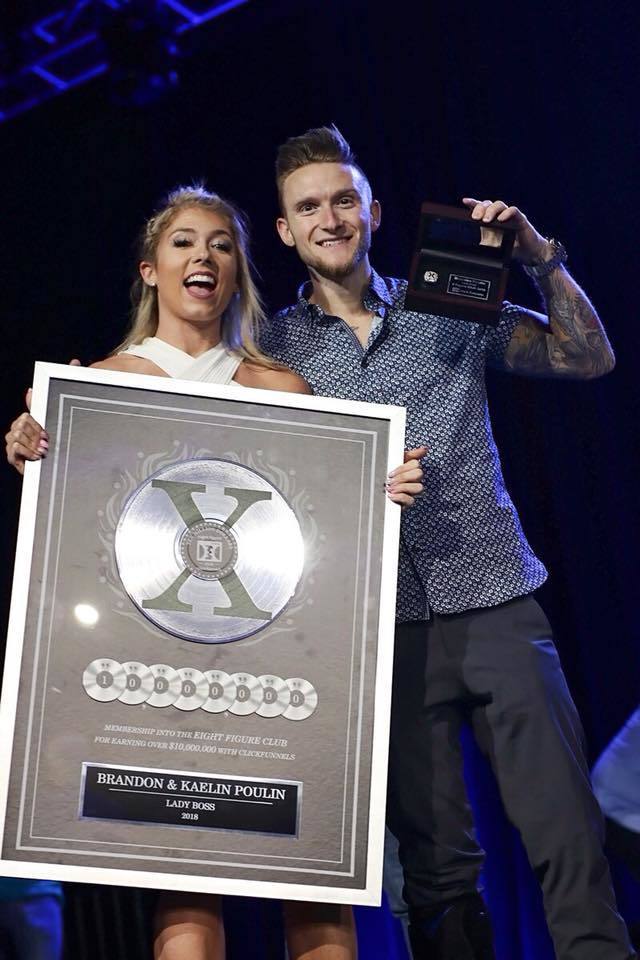 Brandon & Kaelin Poulin earning Two Comma Club X Award