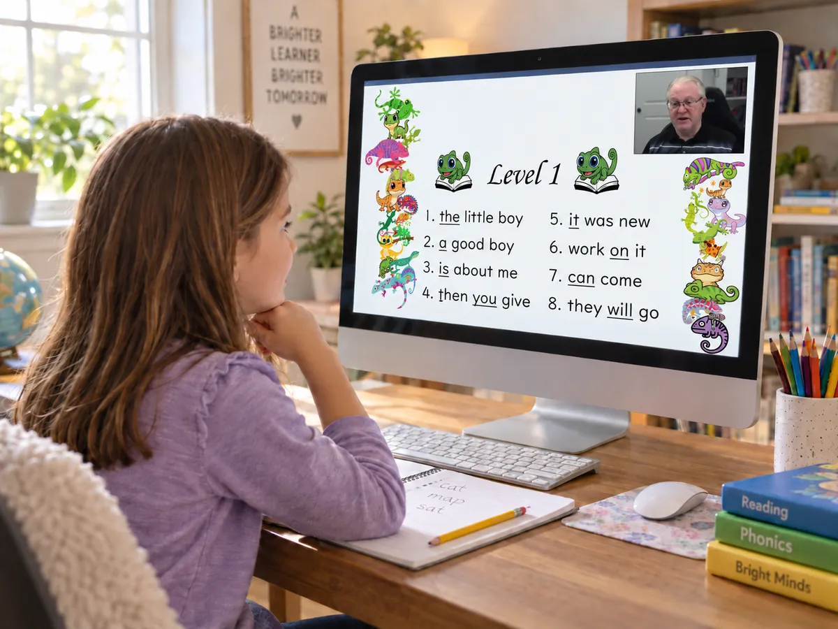Reading Vision Tutor working one-on-one with a student online
