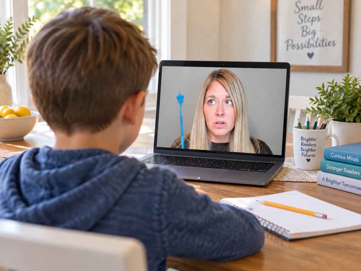 Boy doing reading vision assessment for reading help