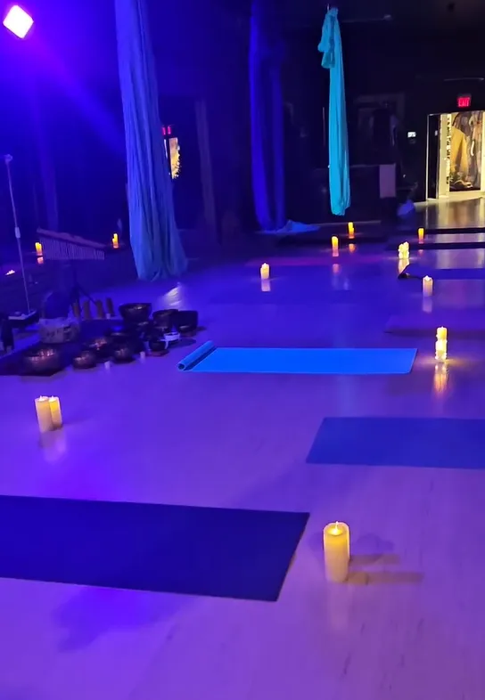 Floating silks for aerial yoga sound bath