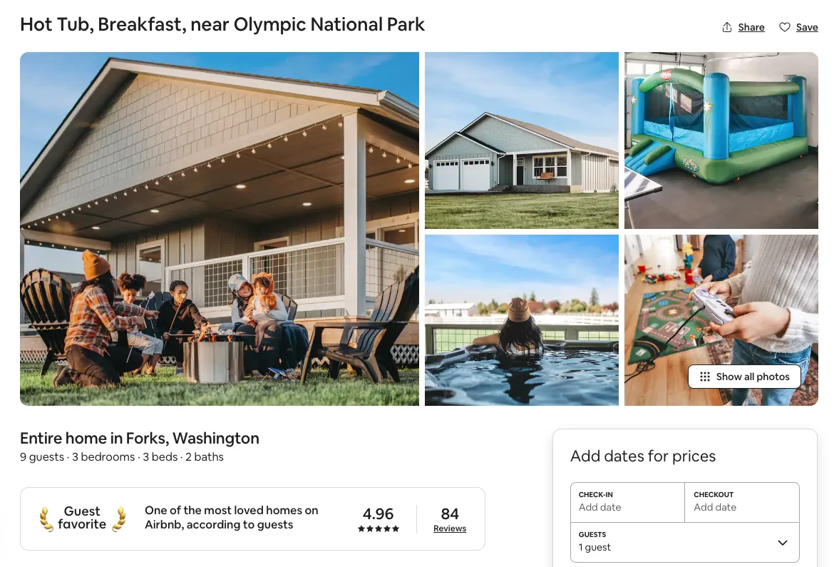 Core Memory Retreats - Top performing vacation rental in Forks WA managed by Togethere