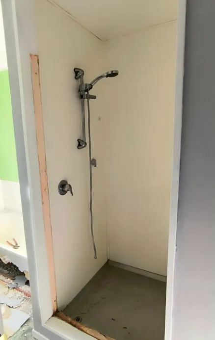 Shower plumbing setup during renovation in Wellington