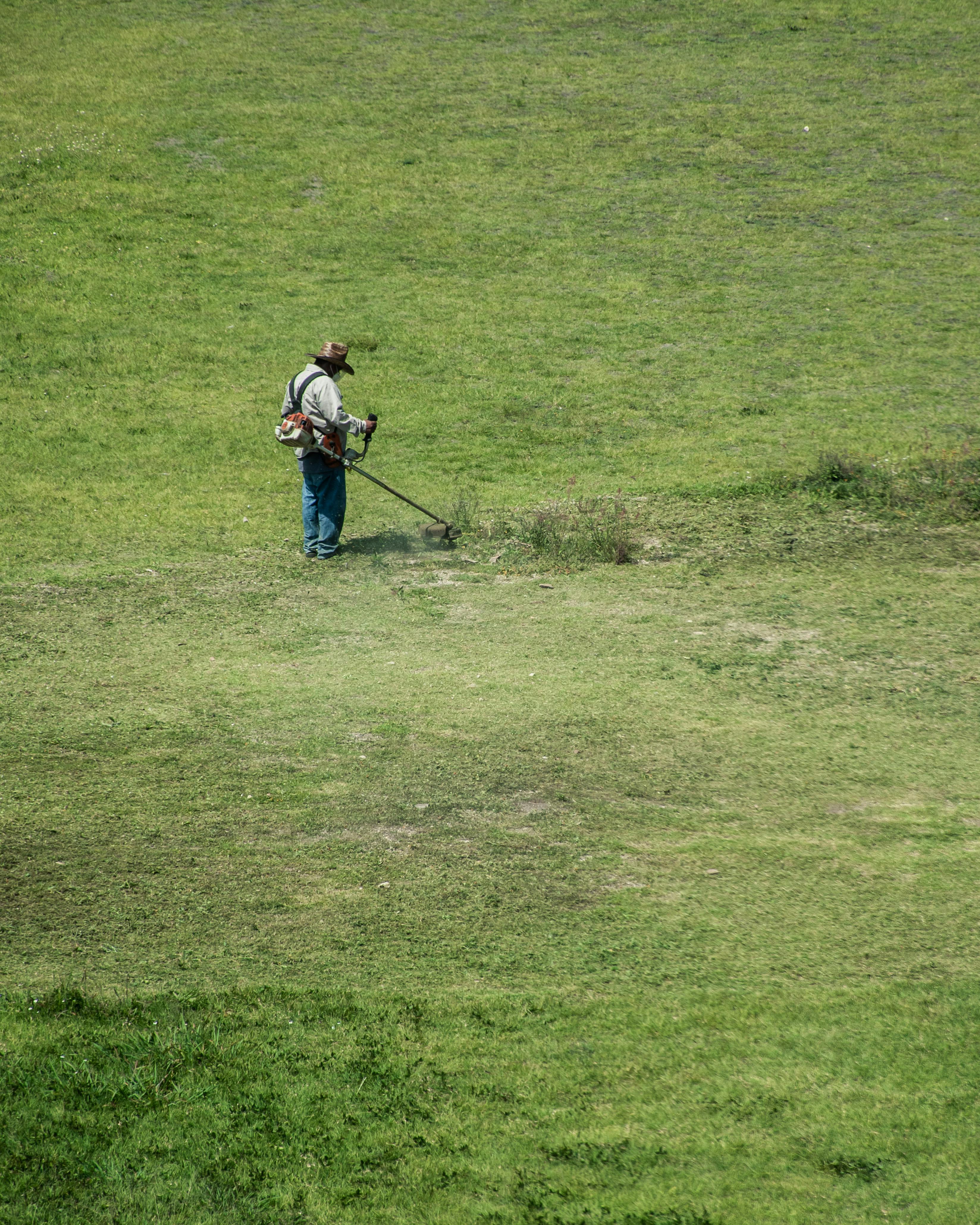 Man mowing grass