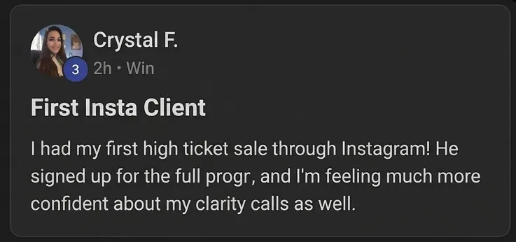 Crystal testimonial screenshot