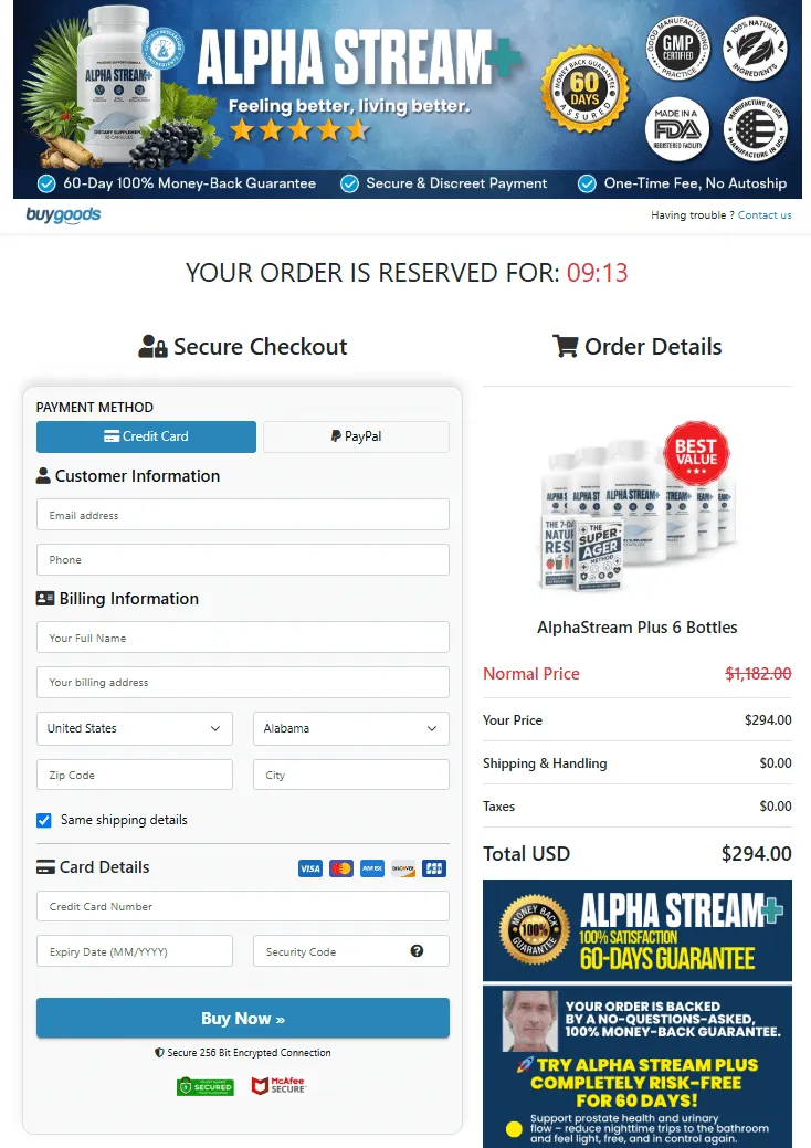 alpha stream plus official webite