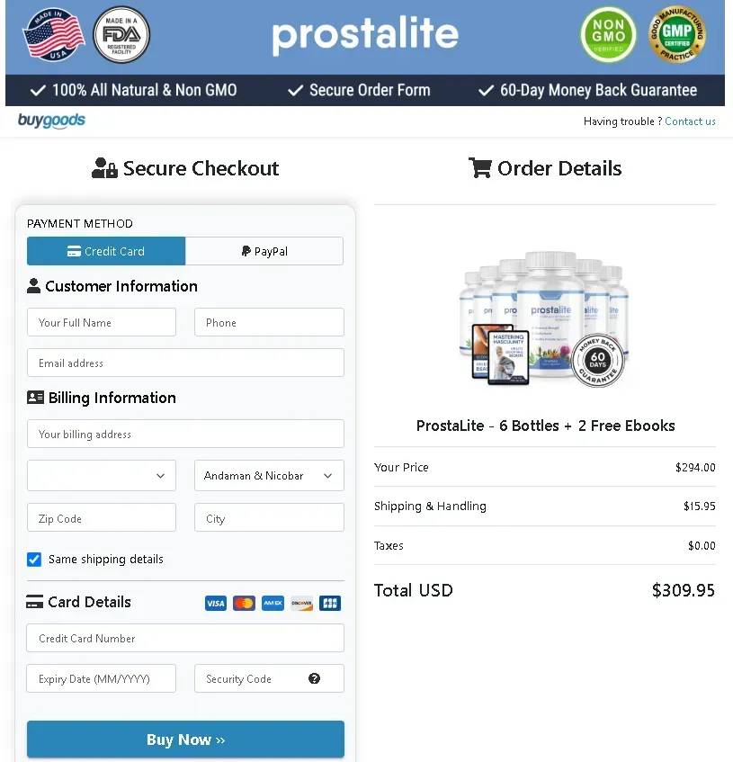 ProstaLite official webite