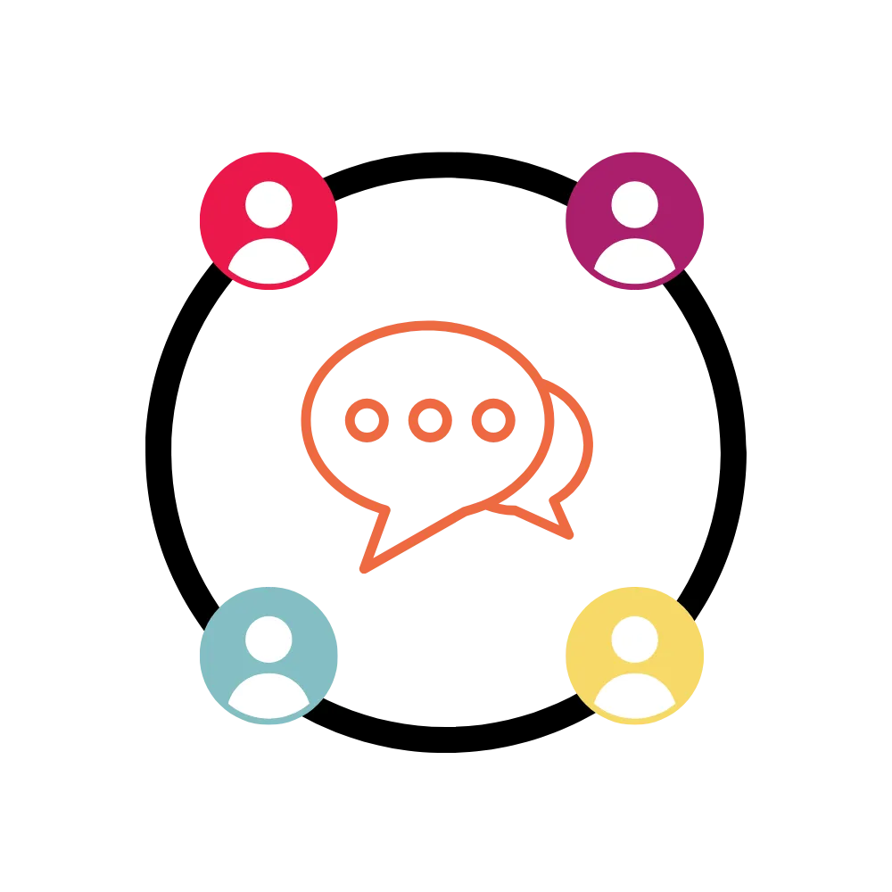 People icons around a messaging icon