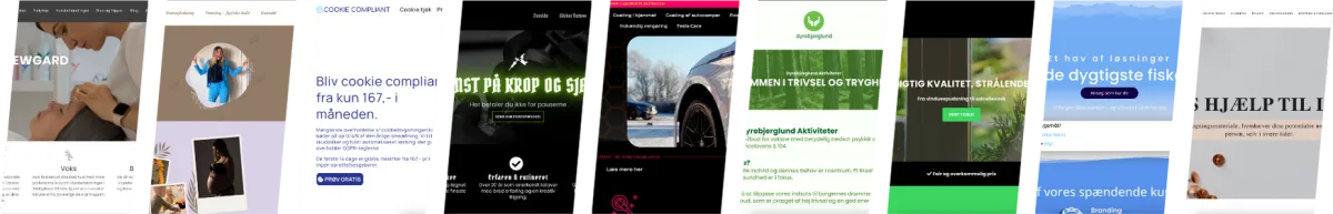 Samling af billige hjemmesider præsenteret fra BILLYWEB, der fremviser forskellige hjemmesider, og deres tilfredshed som kunde