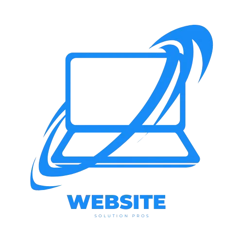 Website Solution Pros logo with blue laptop and swoosh icon.