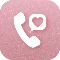 A pink phone featuring a heart symbol and a phone call icon, representing love and communication.