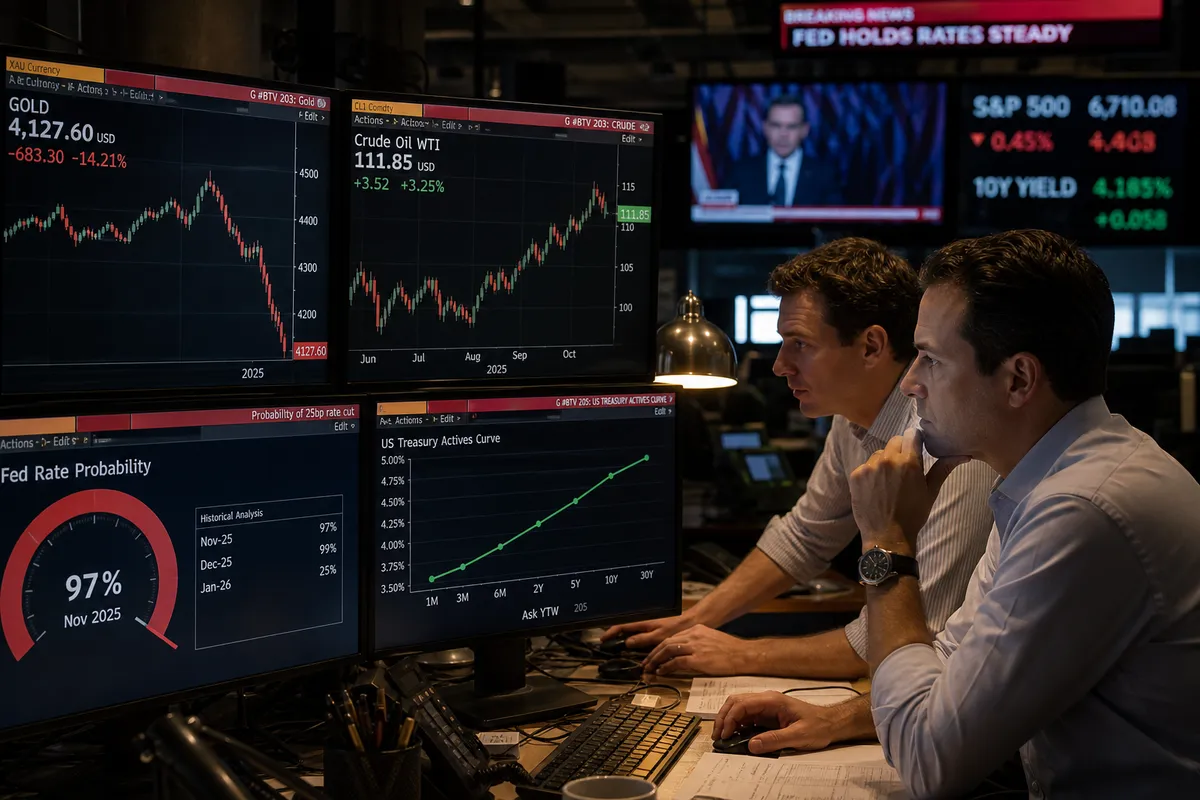 Precio oro cae a 4.100 $: petróleo y Fed presionan