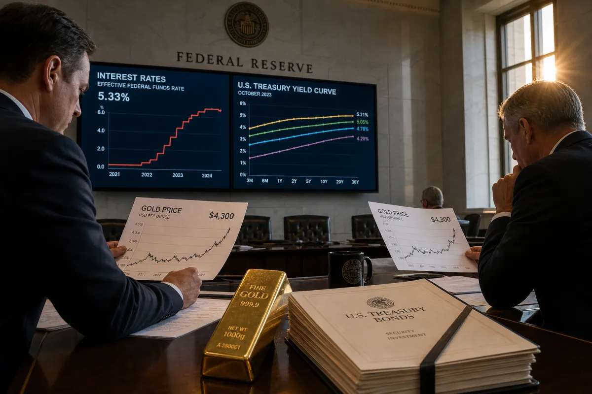Precio oro cede a 4.300 $: Fed, Irán y bonos en septiembre 2026