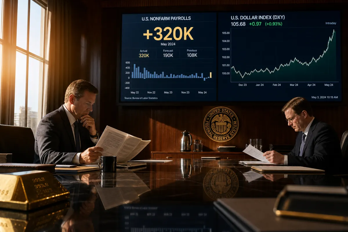 Precio oro cae a 4.400 $: empleo EE.UU. y Fed en septiembre 2026