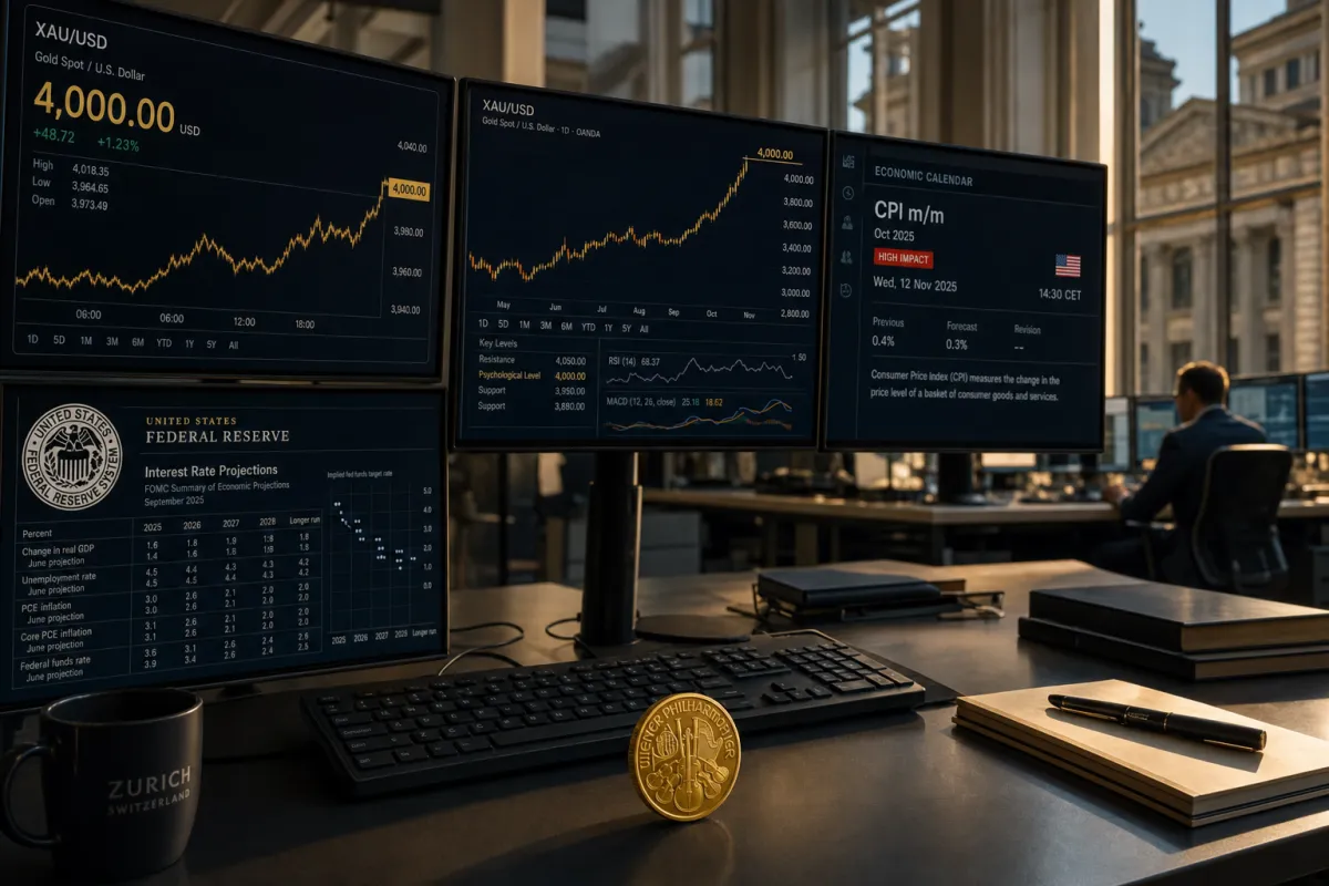 Precio oro 4.000 $/oz: CPI USA y Fed marcan el rumbo hoy