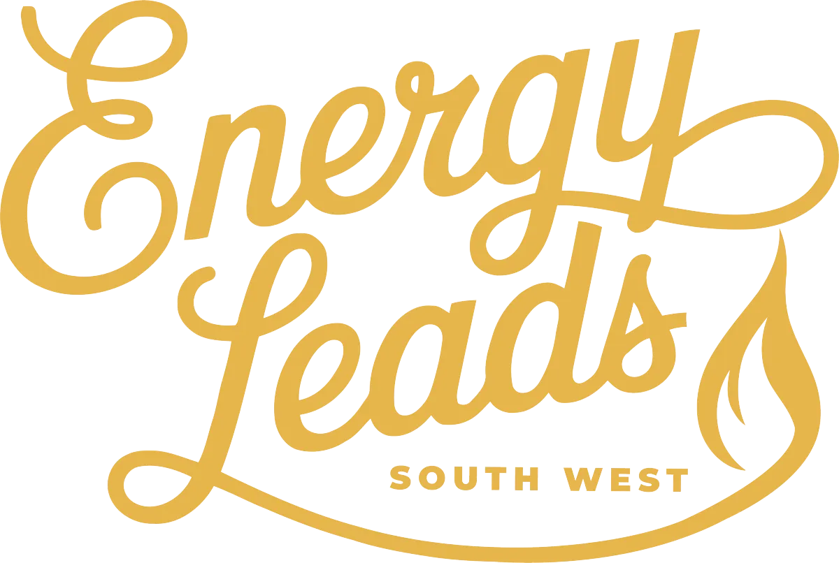 Energy leads south west logo. Cable styling with a flame connected to the text