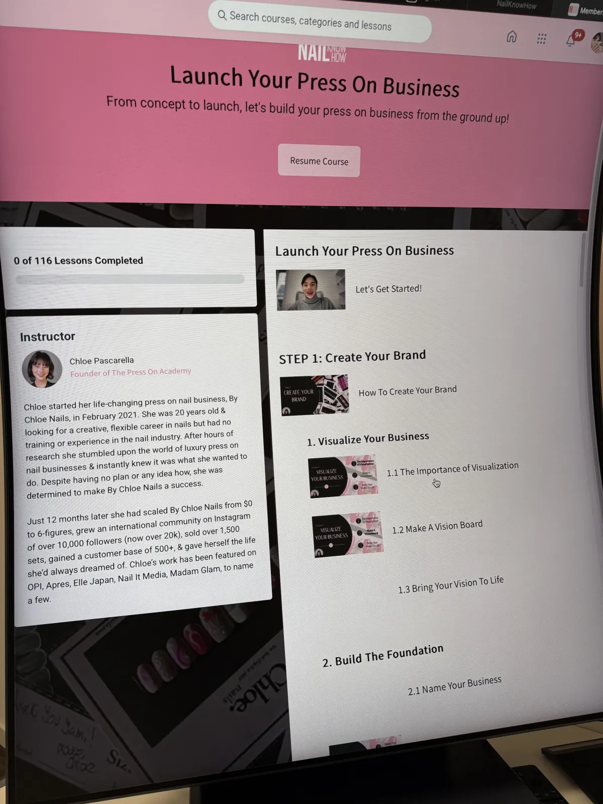 Student participating in Phase 2, Launch Your Luxury Press On Business course, learning how to grow their nail brand.