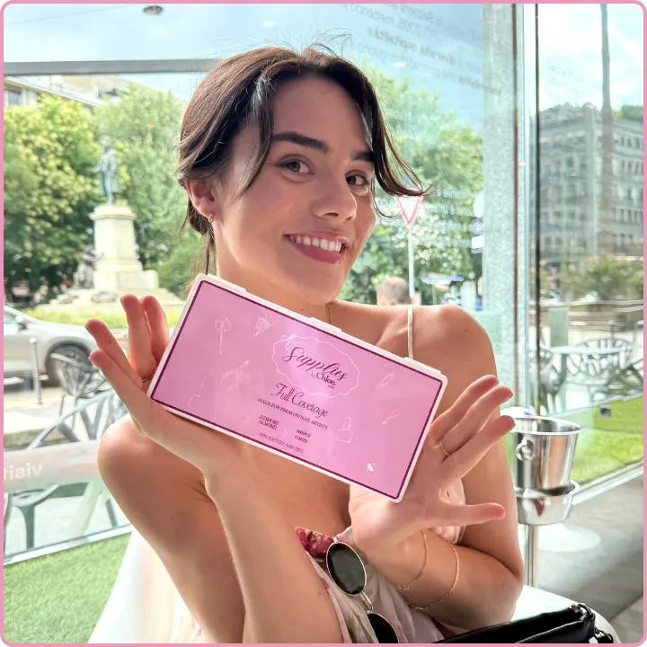 Chloe Pascarella showcasing Supplies By Chloe nail tips for press on nail artists for The Press On CEO Experience Boston.