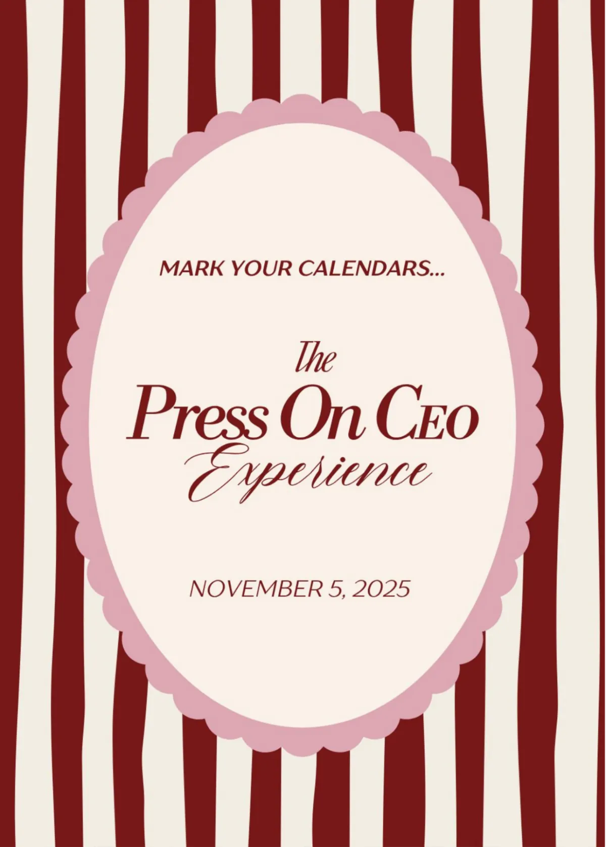 General invitation graphic for The Press On CEO Experience Boston 2025, a live event for nail artists.