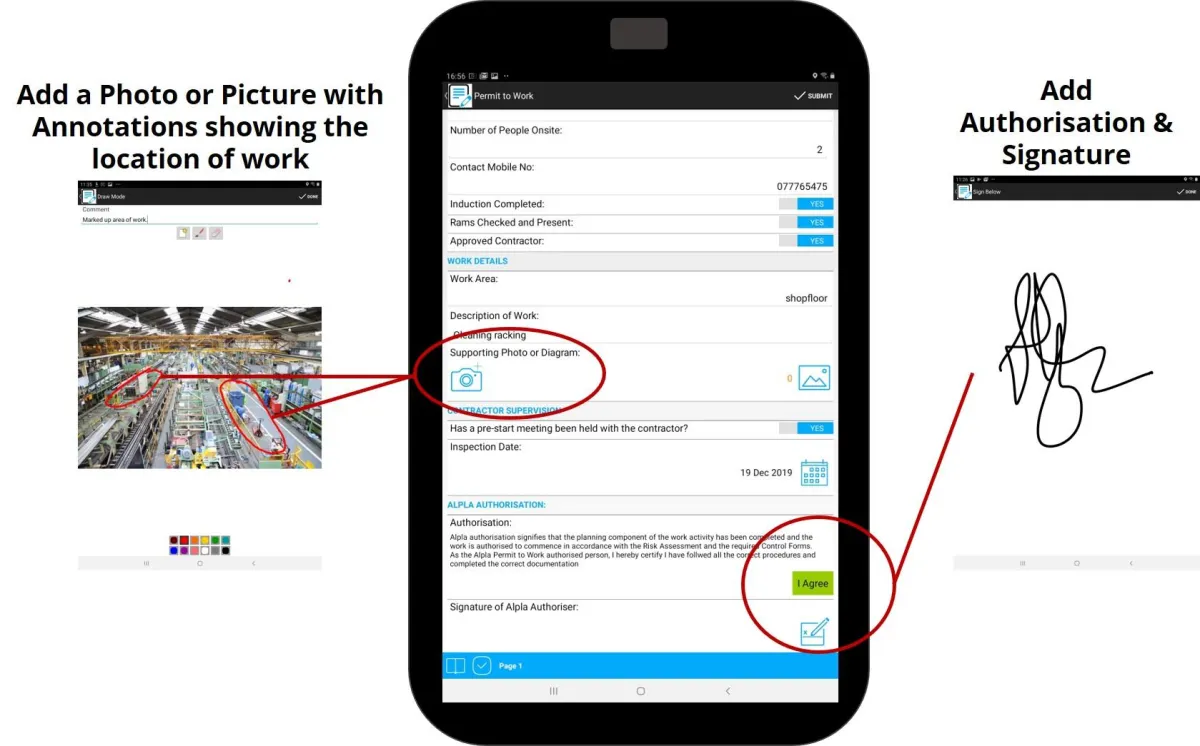 infoforms screenshot with signature