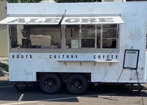 Latino coffee truck serving drinks on the street