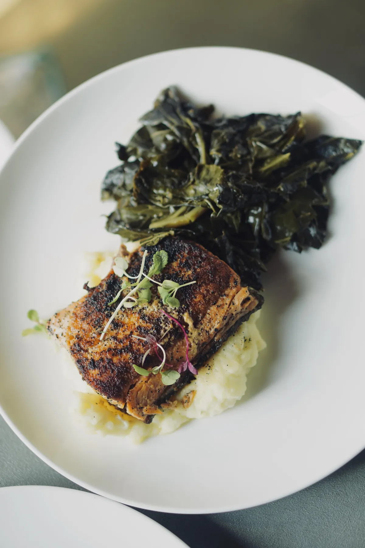 Close-up of a signature restaurant dish highlighting texture, color, and culinary artistry.