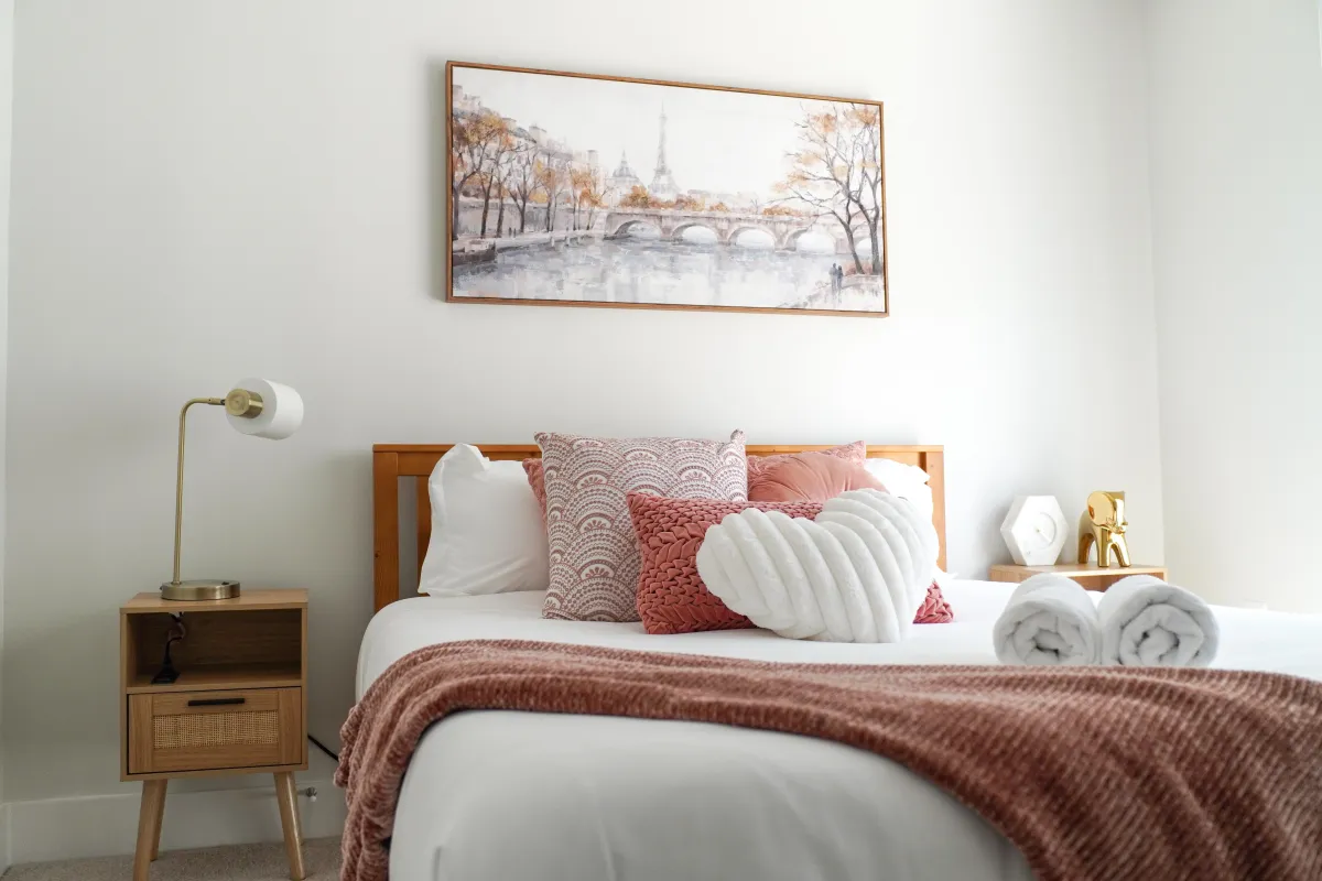 Cozy and stylish Airbnb interior with modern decor and natural lighting.