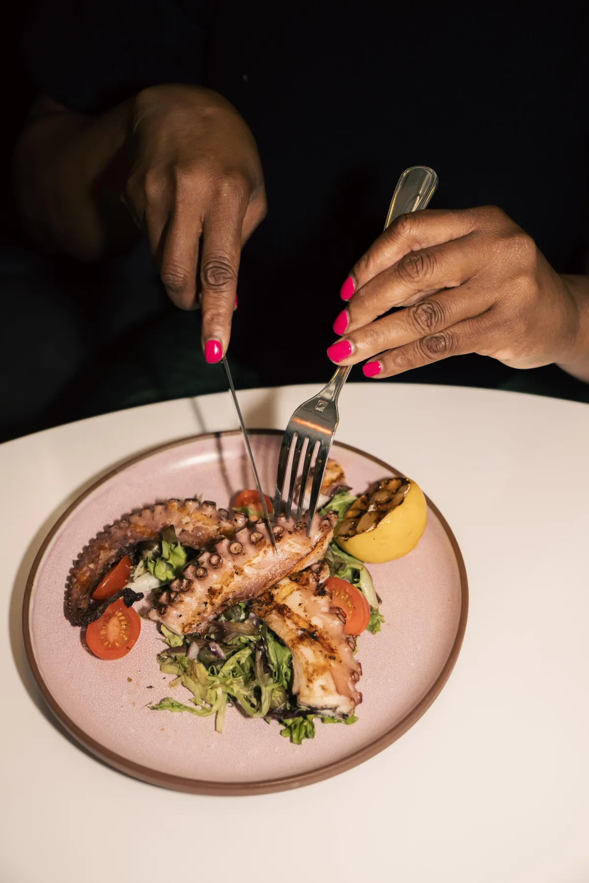 Beautifully plated chef’s special served on artisanal tableware in a boutique restaurant.
