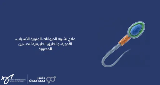 علاج تشوه الحيوانات المنوية: الأسباب الدوائية والطبيعية لتحسين الخصوبة، رسم توضيحي لحيوان منوي، شرح دكتور محمد صمدات.