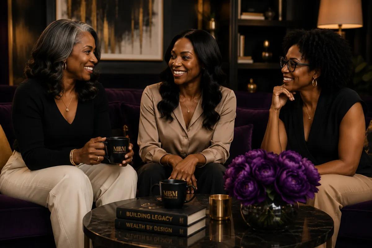 Three Black women in a luxurious setting