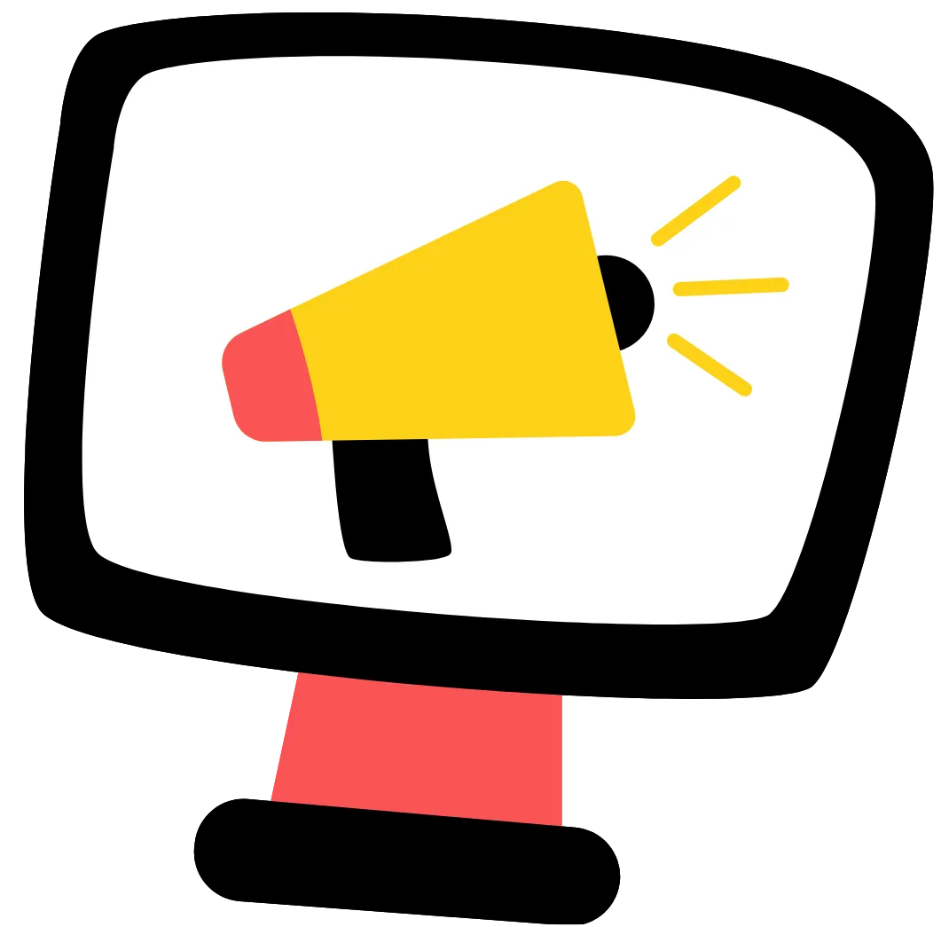 Illustration of a yellow megaphone.