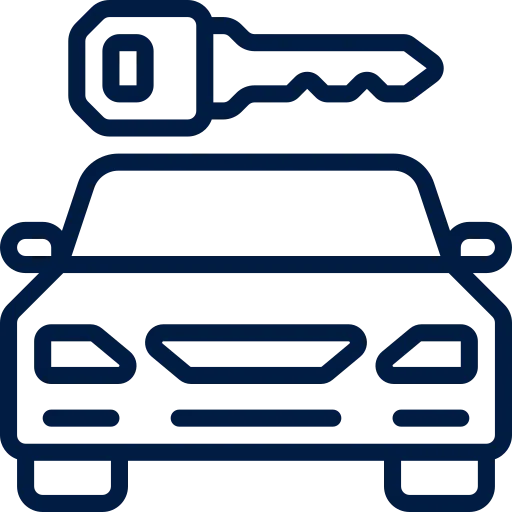 Car delivery icon – rental car delivered to your home or airport.