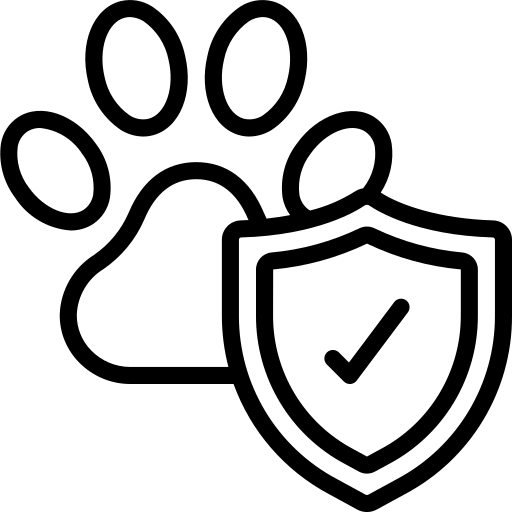 Preventive care icon showing paw and shield for pet vaccinations and health checkups