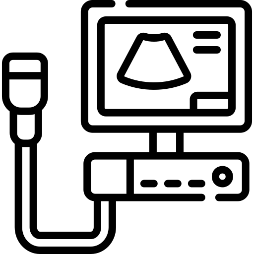 Ultrasound machine icon representing non-invasive pet ultrasonography scans