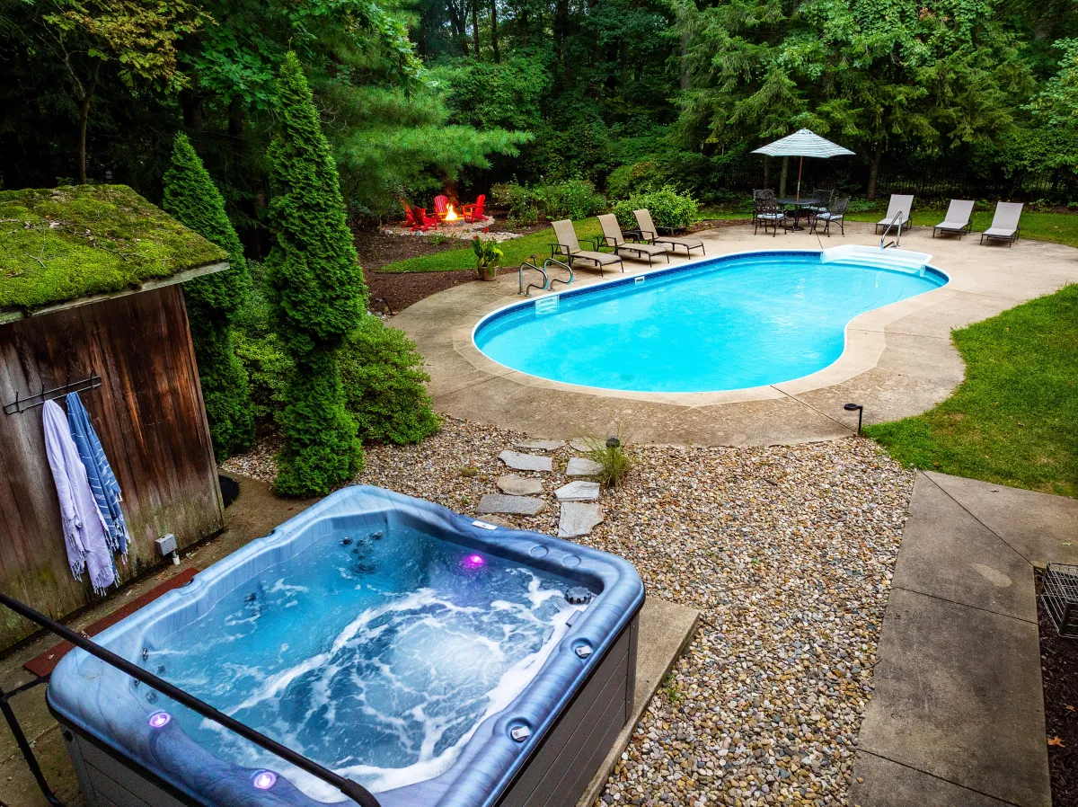 Grand Beach MI vacation rental for groups with pool, hot tub, sauna